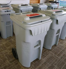 Varying sizes of Shred bins and Consoles.